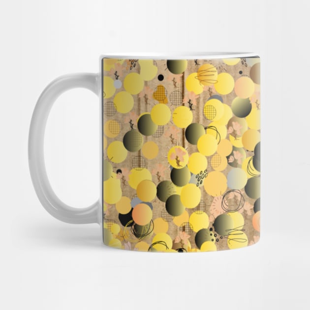 Floating Yellow & Black Circles, Mug, Mask, Pin by DeniseMorgan